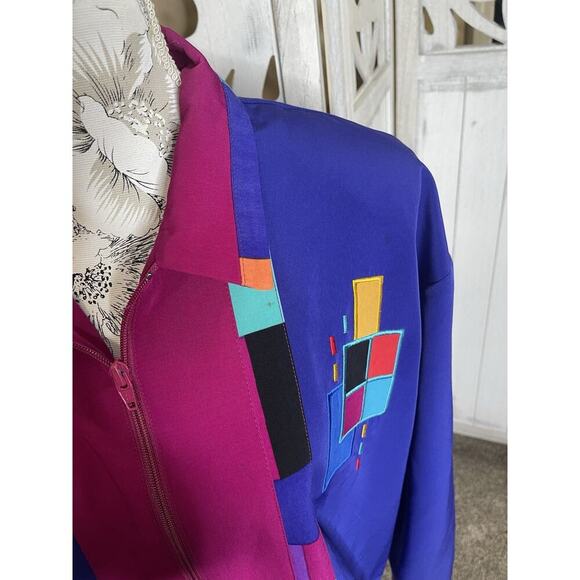 Vintage Peter Popovitch Jacket Bold Bright Print Zip Front 80s Size XL - Picture 2 of 6